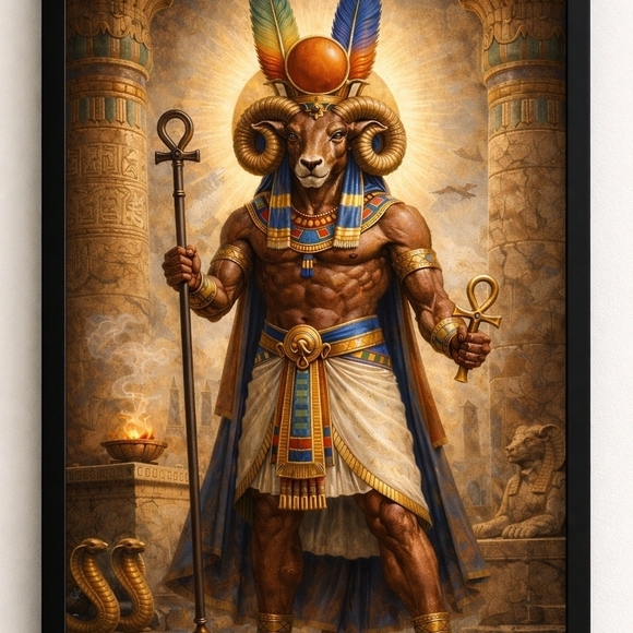no brand Other - Egyptian God Amun Ra  A.I. Art Prints In A Frame 8x10